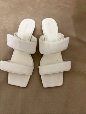 White Double-Strap Slide Sandals